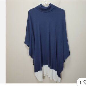 White House Black Market Navy and White Poncho